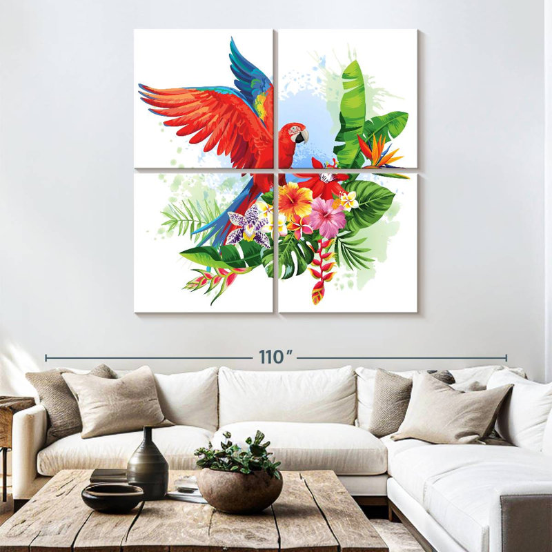 Perroquet floral Brampt, H 74 po x l 74 po