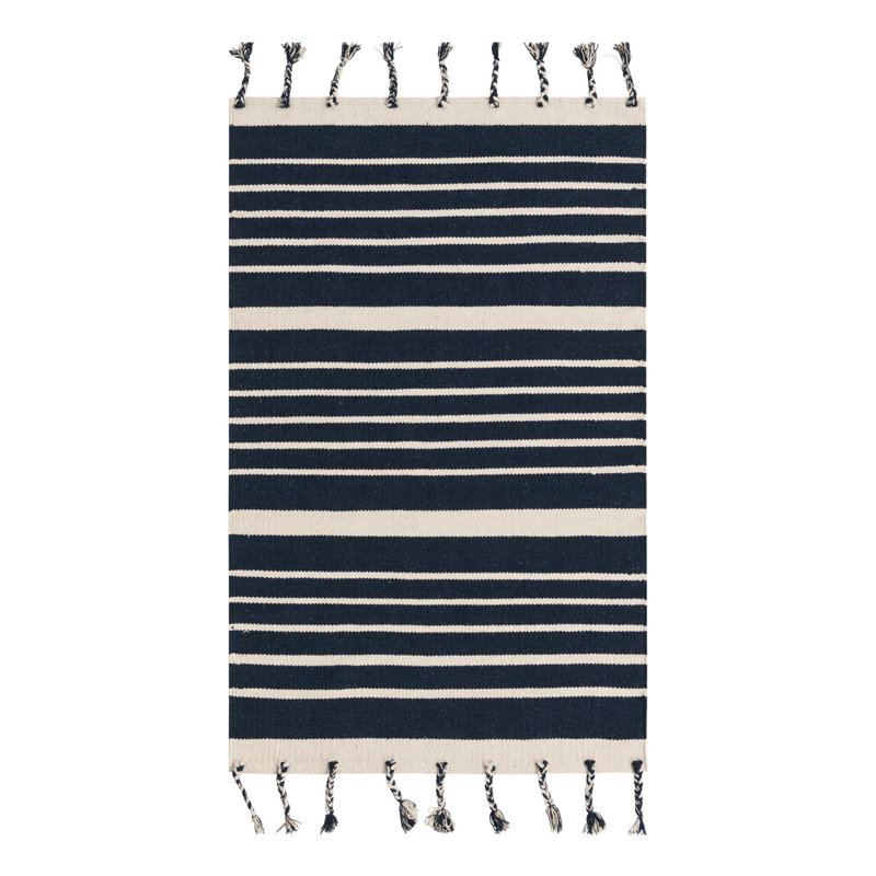 Iustin Cotton Striped Indoor Rug, Rectangle 3'3" x 5'1"