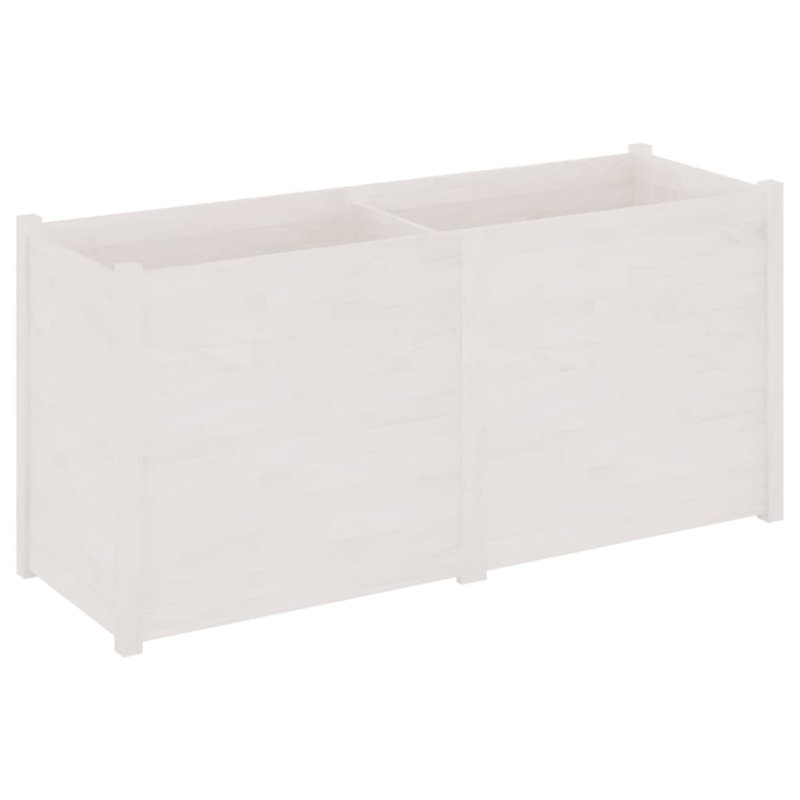 Wood Pot Planter, 27.6" H x 59.1" W x 19.7" D, White