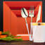 Ensemble de 60 couverts jetables carrés en plastique orange brûlé