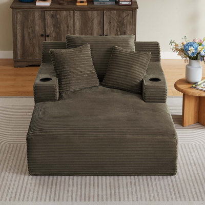 Chaise longue surdimensionnée en velours côtelé avec support à ressorts ensachés