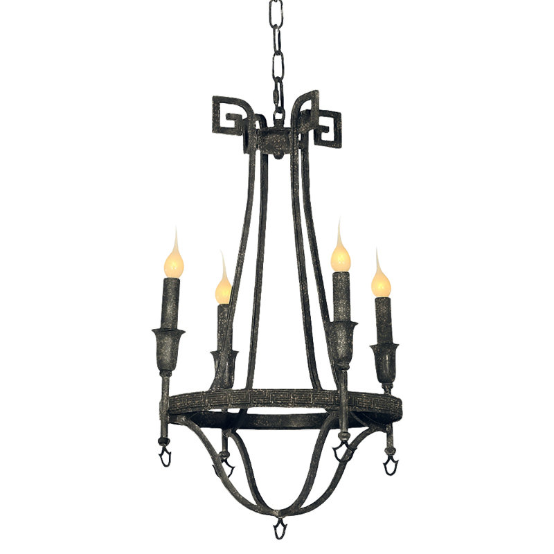 Bailey 4 - Light Candle Style Wagon Wheel Chandelier, Antique Black, 120V