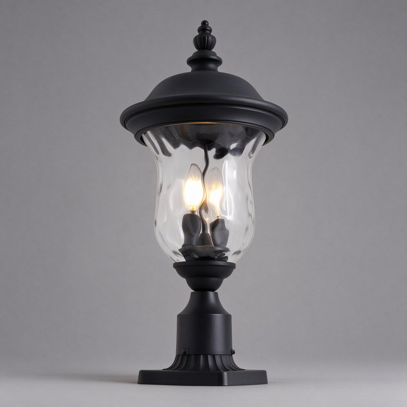 Stained Glass Pier Mount Light Post Lantern