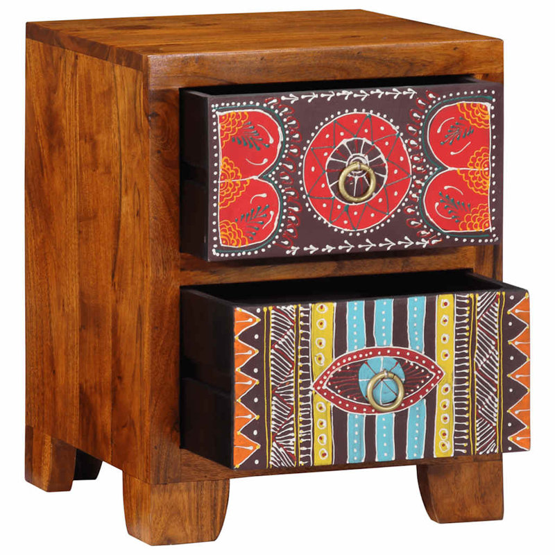 35cm W Solid Wood Bedside Table, 2