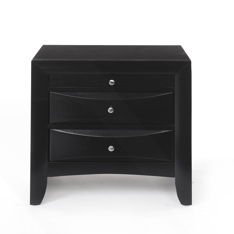 Table de chevet 1 pièce avec deux tiroirs de rangement et un plateau coulissant, Noir