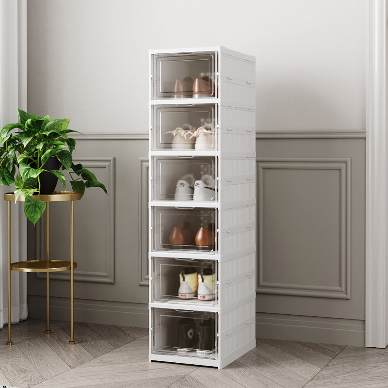 6 Pair Stackable Shoe Storage Cabinet