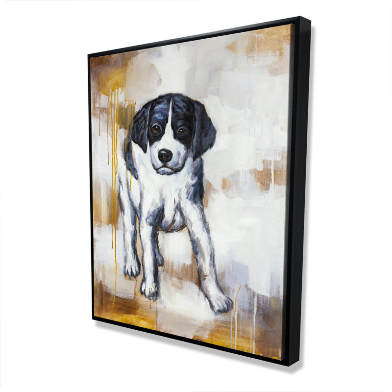 Chiot curieux - décor de toile industrielle avec animaux industriels