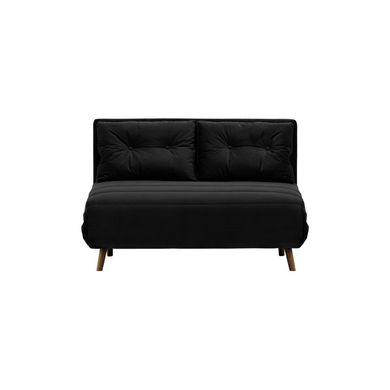 Donald 2 Seater Sofa Bed,  78cm H X 120cm W X 90cm D, Dark Oak, Black