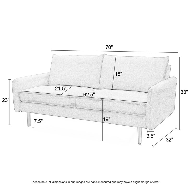 Javonta 70'' Upholstered Sofa, Beige Velvet