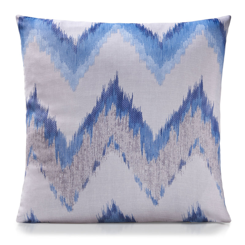 Fulgham Chevron Blue/Grey Square Cushion Cover, Blue/Grey