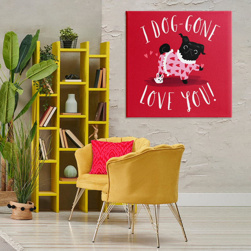 «Dog-Gone Love You», art mural sur toile par Leeza Hernandez, H 36 po x l 36 po
