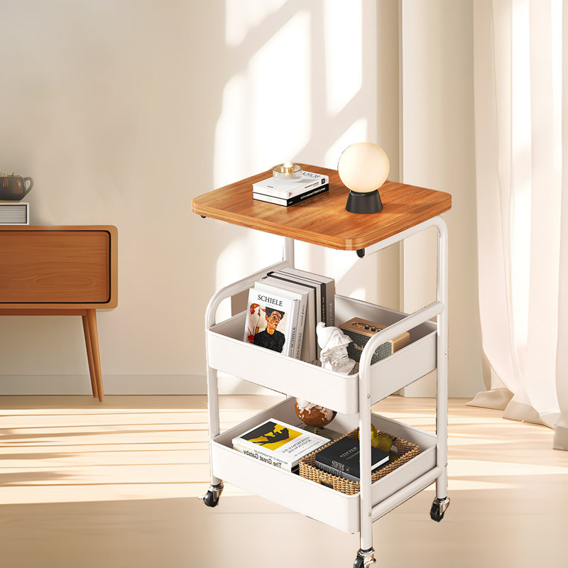 2-Tier Stainless Steel Rolling Cart With Drawer, Metal Utility Cart With Wheels, Salon Trolley Cart, Storage Cart, Bathroom Cart,  Anti-Tipping Storage Organizer