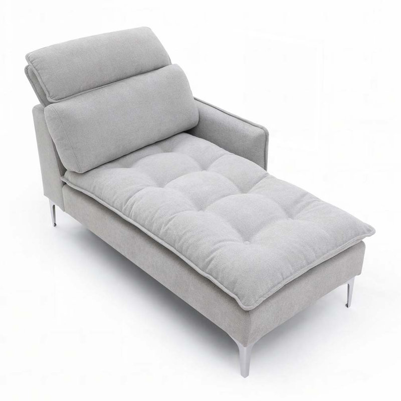 Chaise longue avec accoudoir gauche, Gris