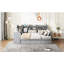 Lit de jour gris avec 3 tiroirs, bureau de port et structure en pin - pour la décoration de chambre à coucher