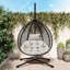 Élégante chaise longue suspendue Placid - base en fer robuste, tissage en PE, réglable pour la tranquillité et la relaxation-1044545050-1044545045