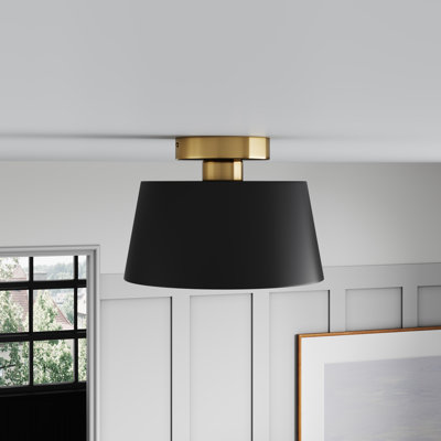 Lovettsville 1-Light E26 Empire Modern Industrial Close to Ceiling Semi-Flush Mount Light Fixtures