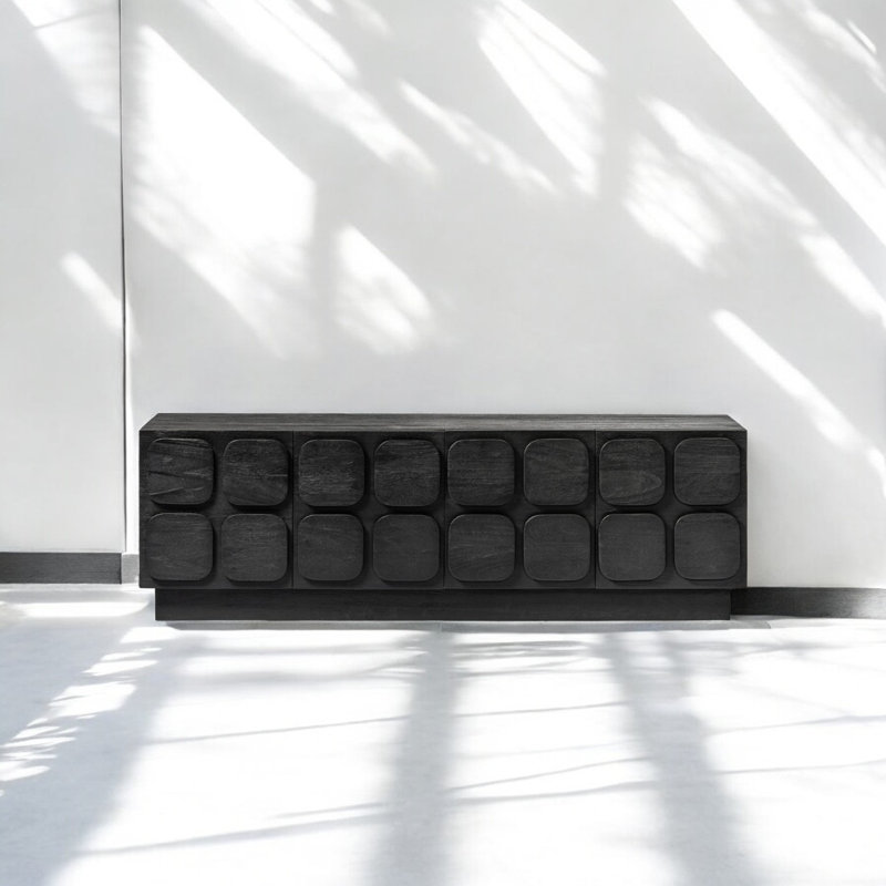Natalyah 175cm Solid Wood Sideboard, Black