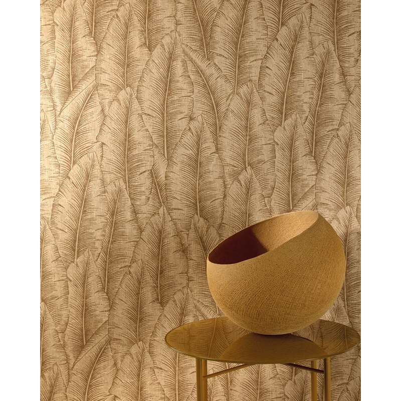 Papier peint botanique feuilles tropicales, Jaune
