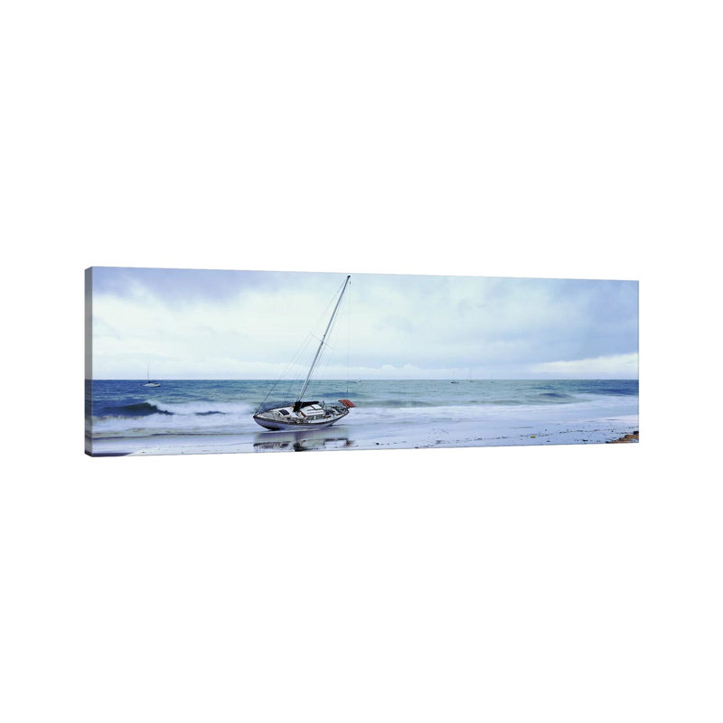 Sailboat In Ocean, Santa Barbara, Santa Barbara County, California, USA by Panoramic Images - Wrapped Canvas Panoramic Print