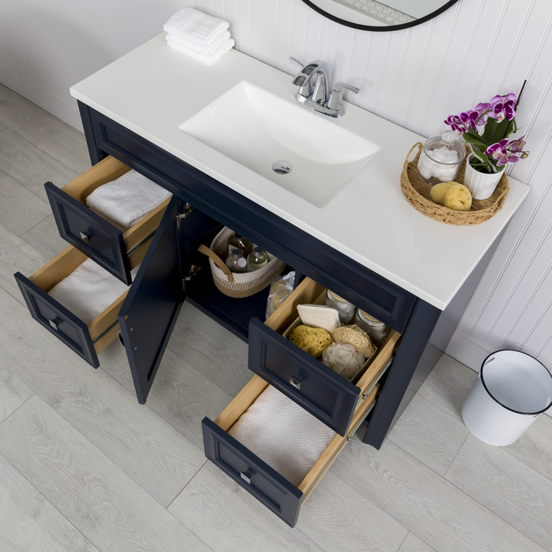 Meuble-lavabo simple avec plateau Nimay 48,5 po, Bleu