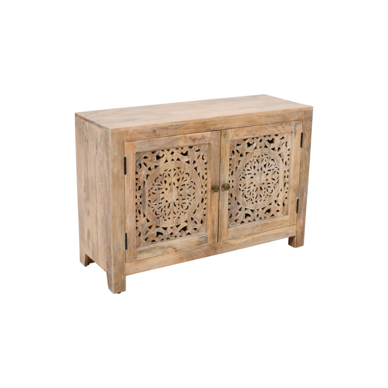 Armoire décorative 30 "en bois massif naturel avec deux portes