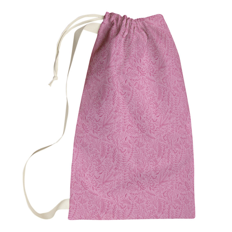 Leffel Fabric Laundry Bag with Handles, Small ( 64" H x 20" W x 1.5" D), Dark/Pink