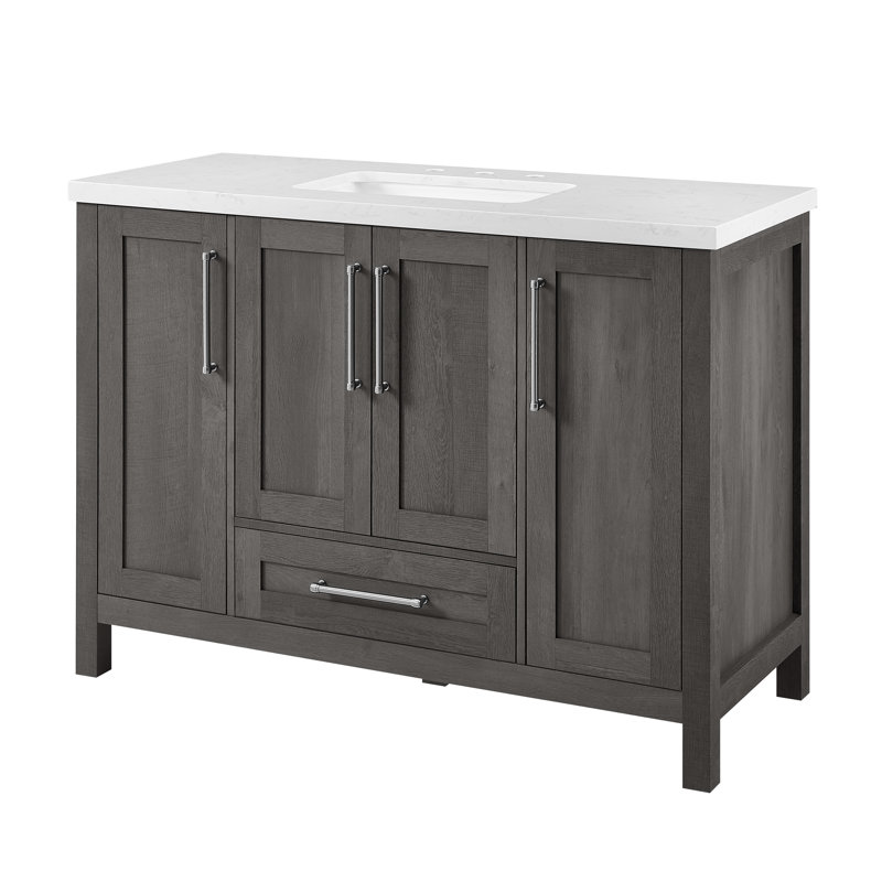 Catrine 48'' Single Bathroom Vanity with Engineered Stone Top