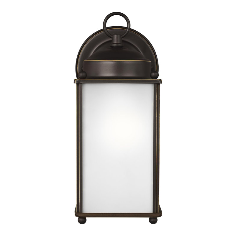 New Castle Large One Light Outdoor Wall Lantern from Generation Lighting , Antique Bronze, Antique Bronze/Frosted, No