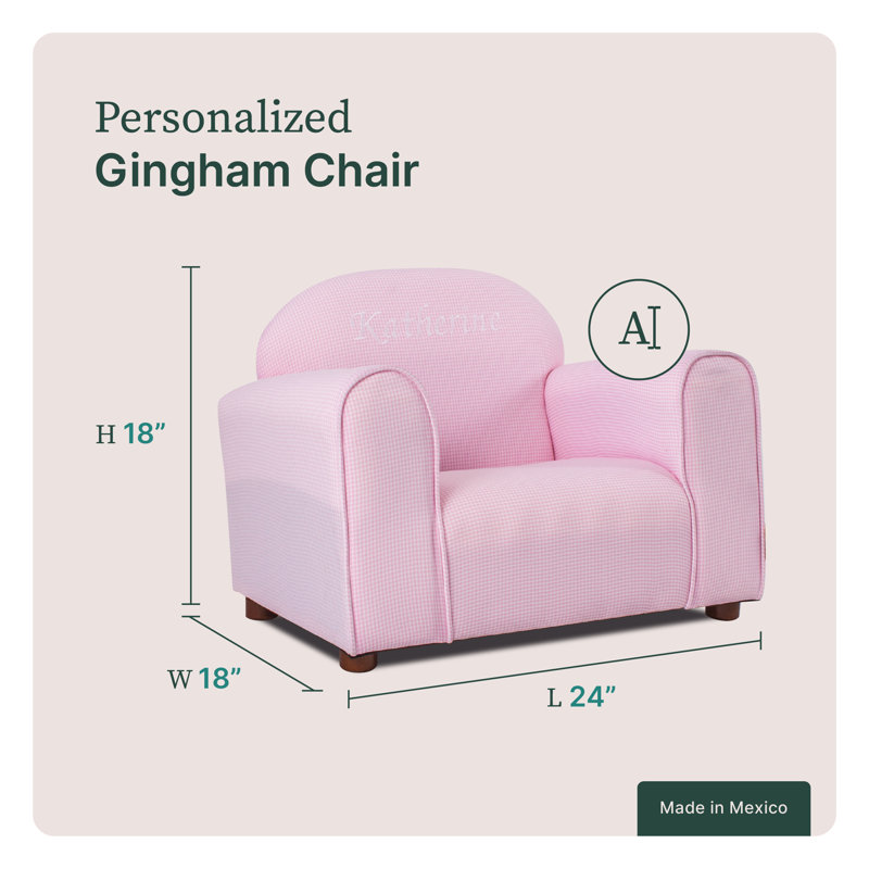 Fauteuil club personnalisé Keet, Gingham, Rouge, Oui, Rose
