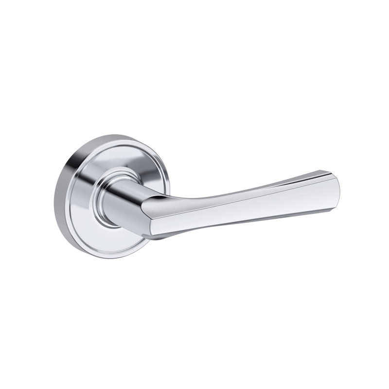 Wyndcliff Passage Lever with Recessed Round Rose in Venetian Bronze, Polished Chrome
