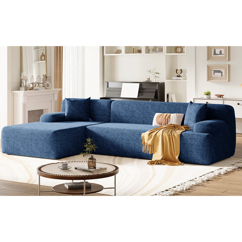 Canapé modulaire en L pour la maison. 2 pièces. Plongez dans le luxe pur avec de la mousse. Profondeur du siège de 53 po. Tissu amélioré. 3. Bleu. L 111 po x L 66,5 po x H 26,5 po Capacité de poids de 400 livres. Configuration.