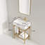 Meuble-lavabo pour salle de bain avec lavabo en céramique, ensemble de lavabo console autoportant, lavabo en céramique rectangulaire sans robinet, pieds en métal ouverts, tablettes de rangement
