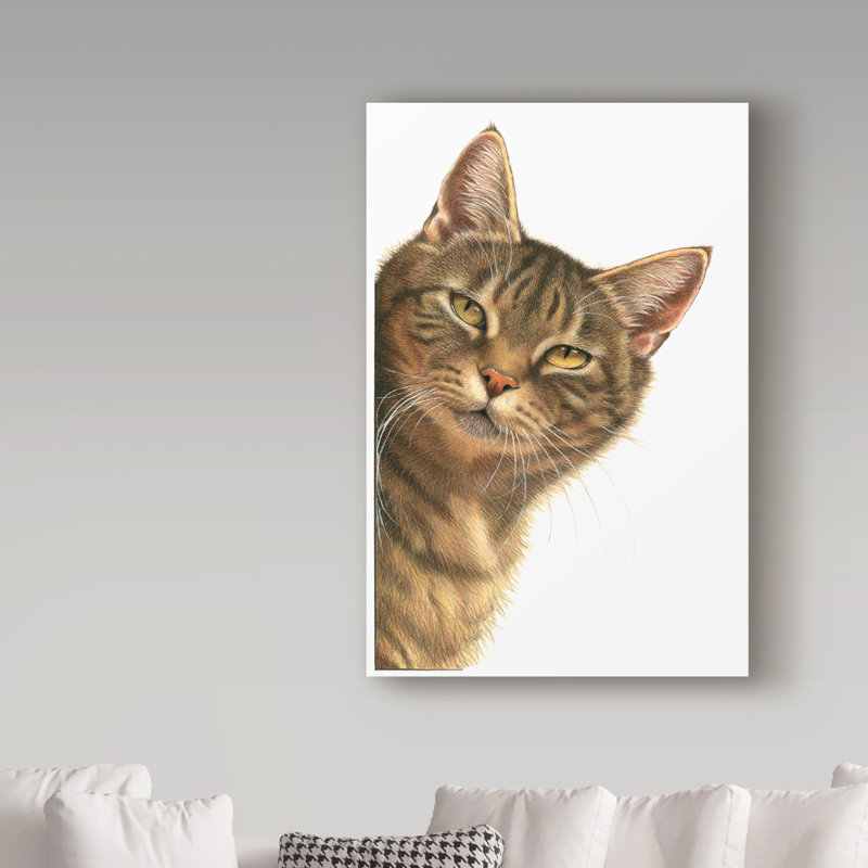 Furtado «Brown Cat Peaking», reproduction de peinture acrylique sur toile tendue, H 47 po x l 30 po x P 2 po