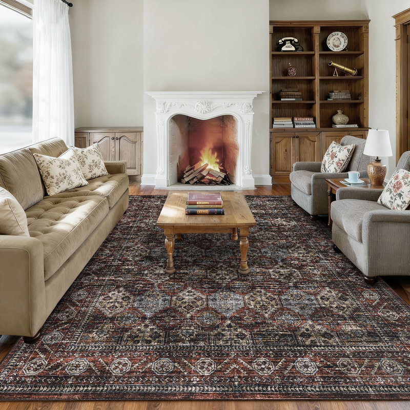Area Rugs Non-Slip RugsMark Resistant Washable Area Rug Floor Rugs for Living RoomBedroomDining Room, Red, Rectangle 8' x 10'