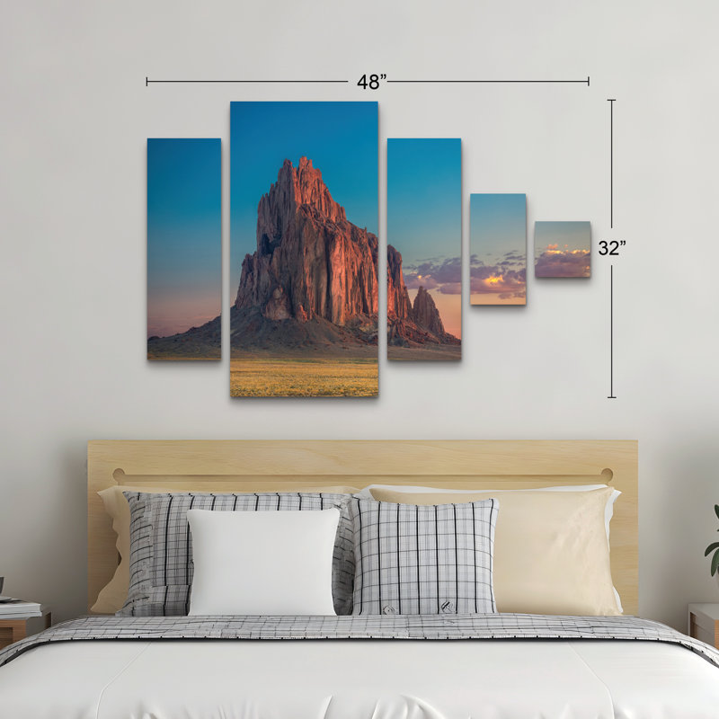 Ensemble de 5 panneaux d'art mural - "Morning Glory On Tse Bit Ai", art mural sur toile pour le salon, la chambre à coucher ou le bureau 