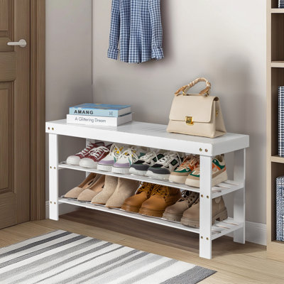 Babb Wood Shelves Storage Bench