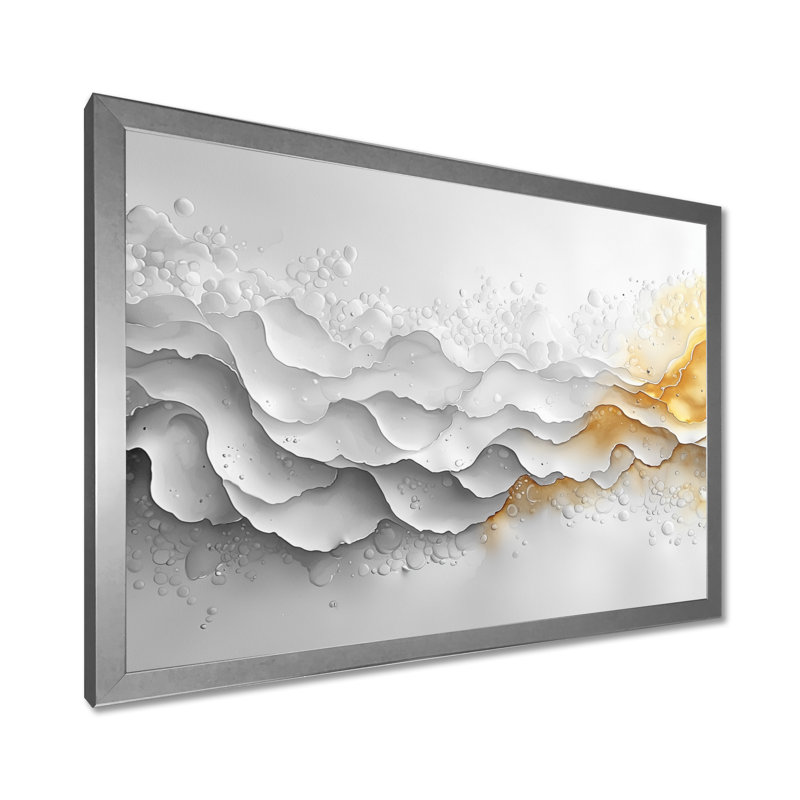 Art mural sur toile Nyrie, Argent argent, Cadre simple, H 16 po x l 32 po