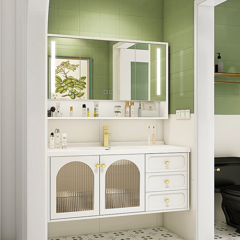 Light luxury simple cream style bathroom cabinet