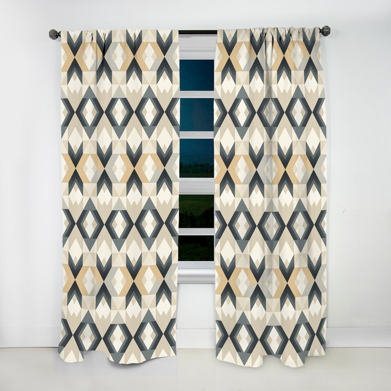 Motif bohème symétrique minimaliste - Rideau moderne - Velours obscurcissant - 1 panneau, L 52 po x L 120 po