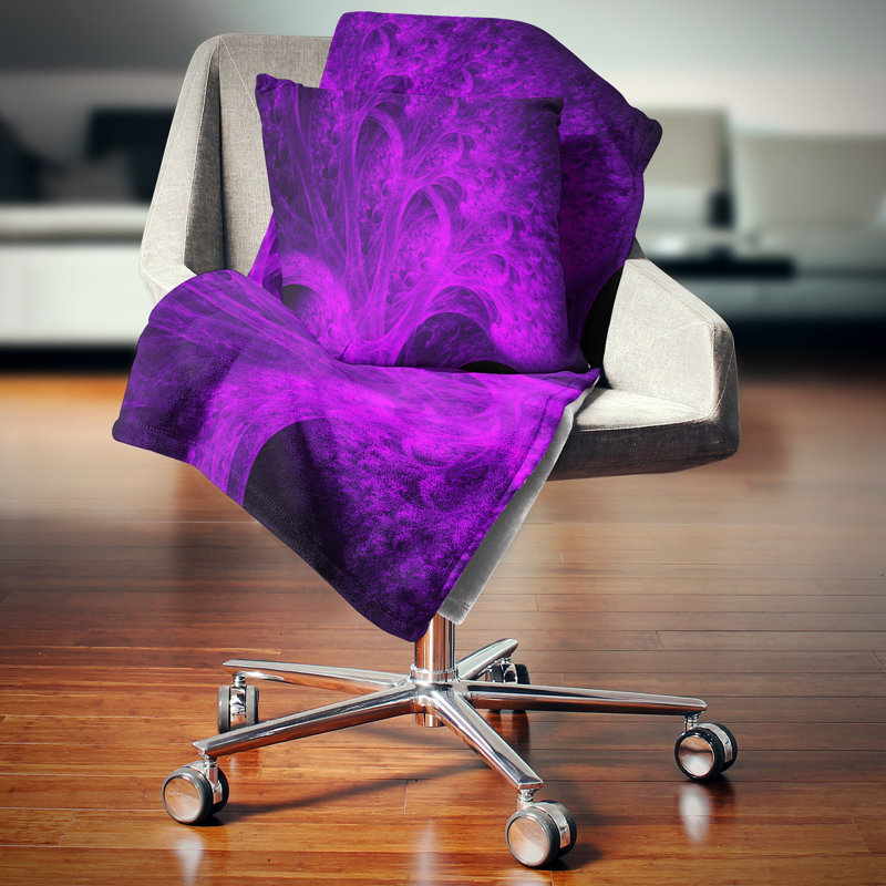 Bright Bright - Magical Fractal Forest - Coussin imprimé abstrait, 18 po x 18 po, Coussin décoratif
