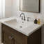 Lavabo de salle de bain encastré en résine blanche avec trop-plein plat 36 po x 18 po Eleen-120911975