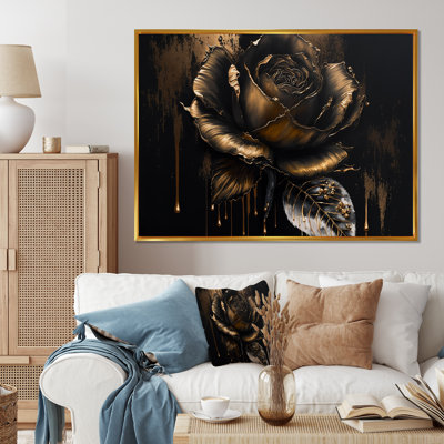 Black And Gold Rose III - Rose Canvas Prints