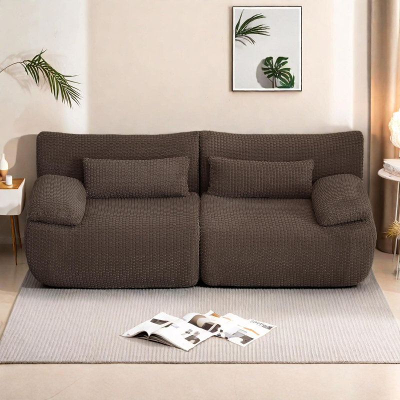 Canapé modulaire moderne surdimensionné Cloud-Inspired, sans assemblage requis, Brun