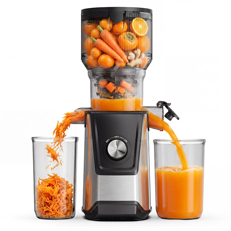120V Slow Masticating Juicer with 5. 12in Extra-Wide Chute for Whole Fruits and Vegetables, Easy to Clean in Silver