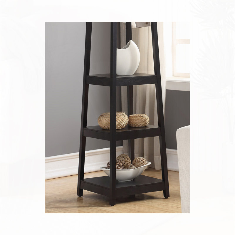 Coat Rack W/ 3-Tier Storage Shelves, Black