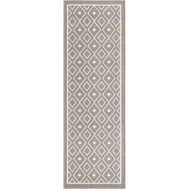 Tapis géométrique intérieur / extérieur gris, Tapis de couloir 2 pi x 6 pi