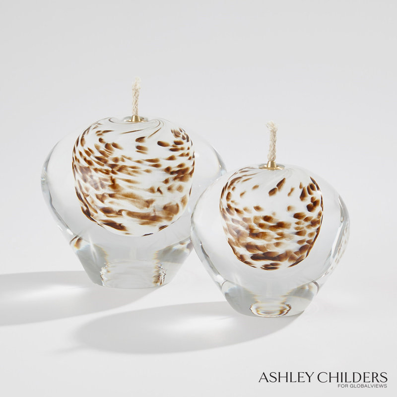 Daphne Oil Candle-Brown Spots-Sm, 4.5" H x 4.5" W x 4.5" D