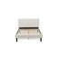Ensemble de lit double 2 pièces - Structure de lit capitonnée à boutons - Tête de lit tapissier en tissu de velours blanc lin et table de chevet au fini vert trèfle-2096355767-2096355766