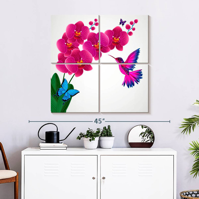 Orchidées colibri, H 32 po x l 32 po