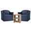 Ensemble de salon de style campagnard 3 pièces avec fauteuils pivotants et housse en corde d'herbe Vanzant-118609403